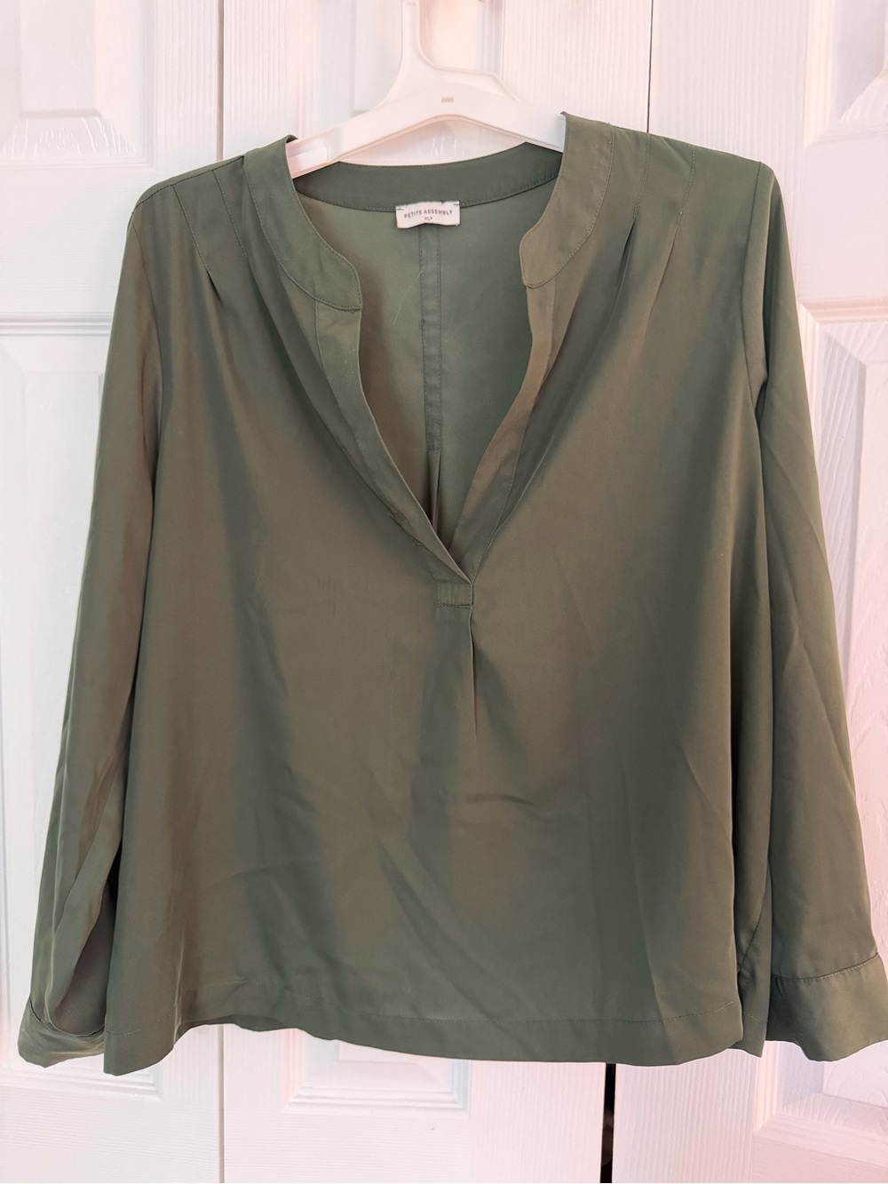 Petite XL Olive Green V-Neck Blouse